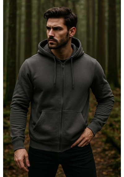 Erkek Kapüşonlu Pamuklu Sweatshirt Hırka Fermuarlı Rahat Kalıp Basic Hırka Çok Renkli
