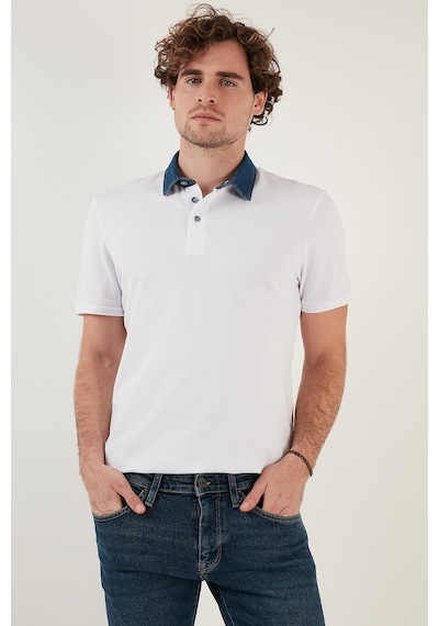 Buratti % 100 Pamuk Düğmeli Regular Fit Erkek Polo Yaka T Shirt 5902134 Beyaz