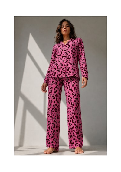 Fit Women Kadın Uzun Kol Pamuklu Lila Pijama Takımı