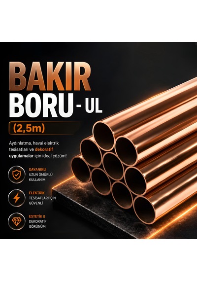 Bakır Boru - Ul 2,5m 15/0,70mm