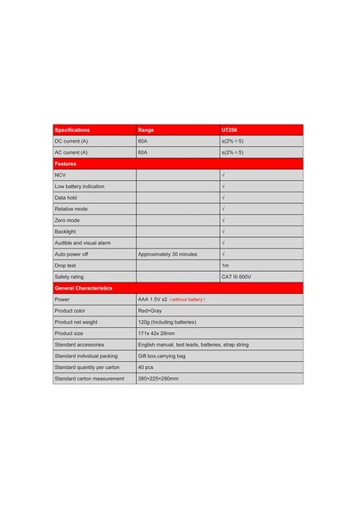 Uni-trend Multimeter Clamp Meter Ut256a Ut256b Ture Rms Digital Clamp Fork Meter Multimeter Ac/dc Voltage Current Resist