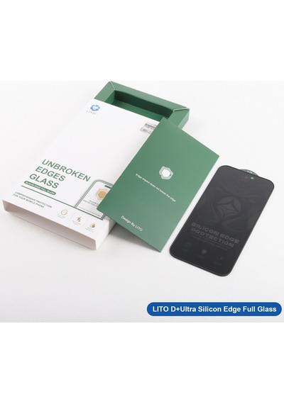 Lito D+ Ultra Silikon Kenar Clear iPhone Uyumlu 13 Pro Max/14 Plus Ekran Koruyucu