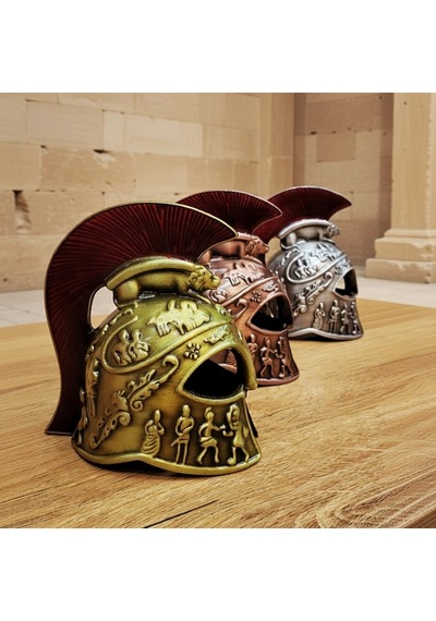 Metal Dekoratif Şövalye Miğferi - Tarihi Tasarım - 10x5 Cm Çok Renkli