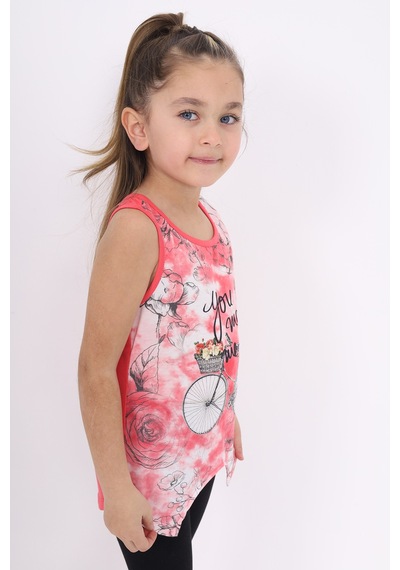 Toontoy Kids Toontoy Kız Çocuk Bisiklet Baskılı Atlet Nar Çiçeği