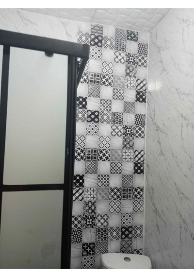 Mutfak Tezgah Arası Kendinden Yapışşkanlı Folyo Kaplama Siyah Beyaz Fayans Desen 60cmx100cm