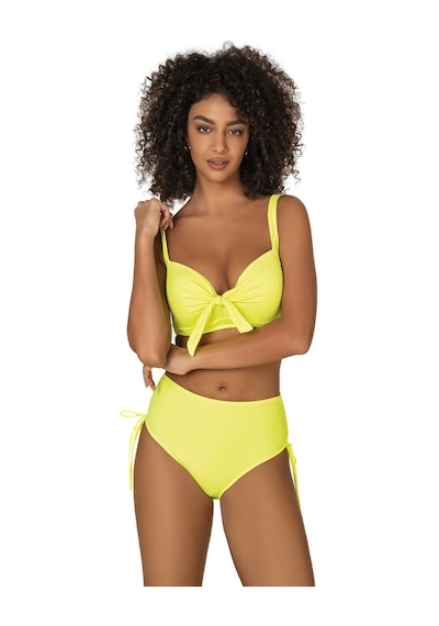 Endeep Kadın Fiyonk Detaylı Sarı Büyük Beden Bikini Takımı-florasan Sarı