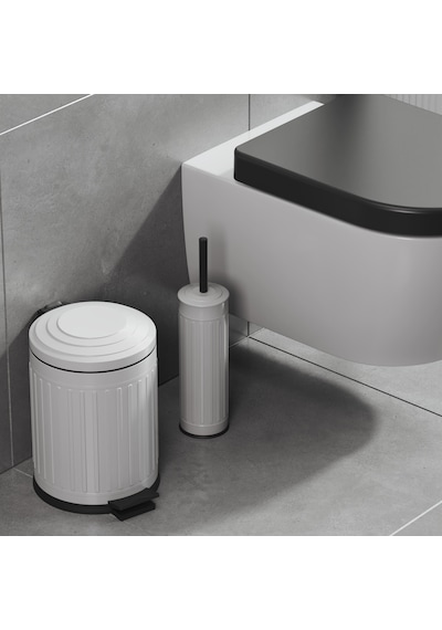Aqua Bagno Midas Klozet Fırçası + Çöp Kovası 5 Lt -2 Parça Set, Mat Beyaz 35.22.89.01.04 Beyaz