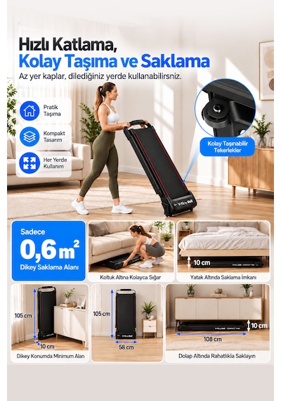 Voit V-fit By Compact Vibe Dual Line Titreşimli Yürüyüş Bandı 10 Km/sa Bluetooth Manuel Eğimli