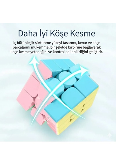 Macaron 3x3 Zeka Küpü - Hızlı Pürüzsüz Dönüş Profesyonel - Stickerless Pastel Renkli Sabır Küpü