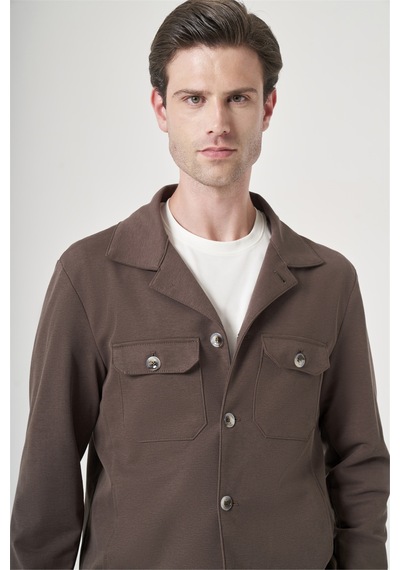 İmza Kahverengi Berberi Yaka Örme Beli Lastikli 6 Drop Slim Fit Astarsız Esnek Takım Elbise 1001260177