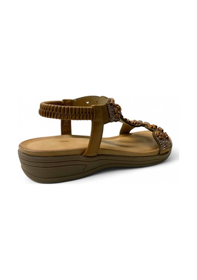 7053 Kadın Anatomik Taşlı Sandalet Camel