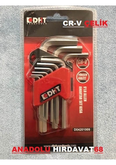 Dht 9 Pcs Alyan Seti Cr-V Çelik Allen Takımı Yüksek