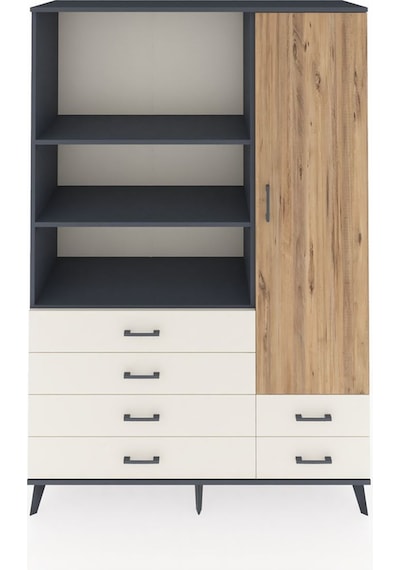 Hyperion Dolap 7 Raflı 6 Çekmeceli Tek Kapaklı 132x44x195 An... Antrasit
