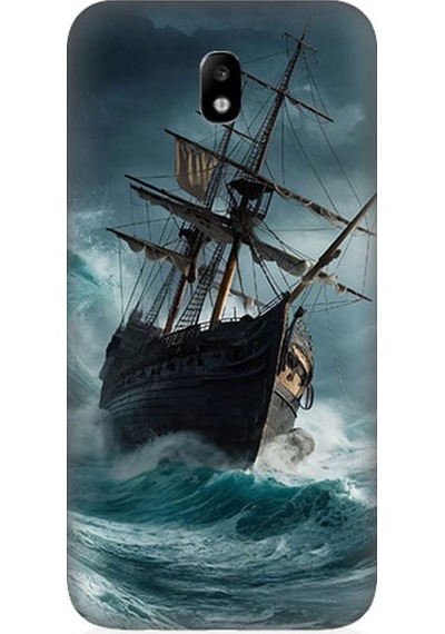 Samsung Galaxy J5 Pro Uyumlu Fırtınada Eski Gemi Desenli Silikon Kılıf Çok Renkli