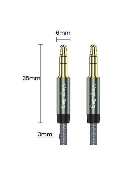 3.5mm Jack Trs Hi-fi Örgülü Aux Ses Kablosu 2 Metre