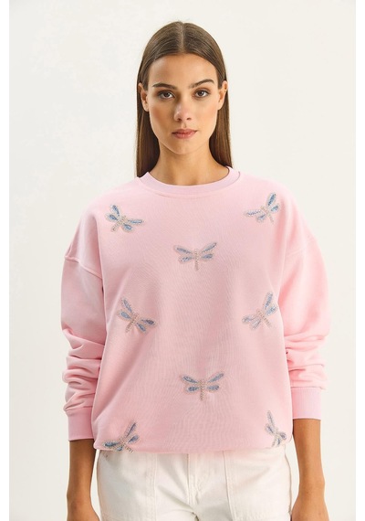 Shade Kadın Bisiklet Yaka Yusufcuk Taş İşlemeli Relaxed Sweatshirt 1558 60283660 - Şeker Pembe Shade Kadın Bisiklet Yaka Yusufcuk Taş İşlemeli Relaxed Sweatshirt 1558 60283660 - Şeker Pembe