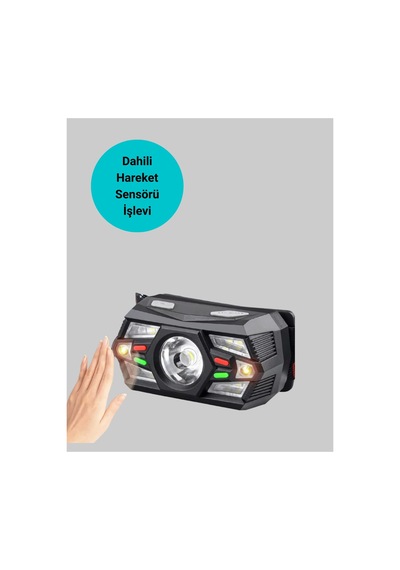 Şarj Edilebilir Led Far Hareket Sensörlü 5 Modlu Outdoor Yeni Nesil Siyah