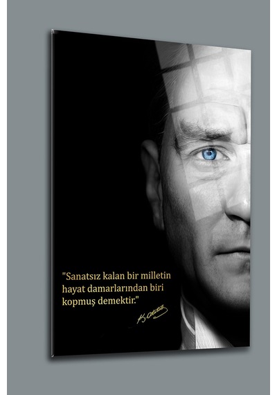 Atatürk Vatan Bayrak Cam Tablo Modern Sanat Tablosu Canlı Renkli Baskı Ofis Ve Çalışma Odası Anlamlı Hediye Seçeneği Kolay Montaj Askılı