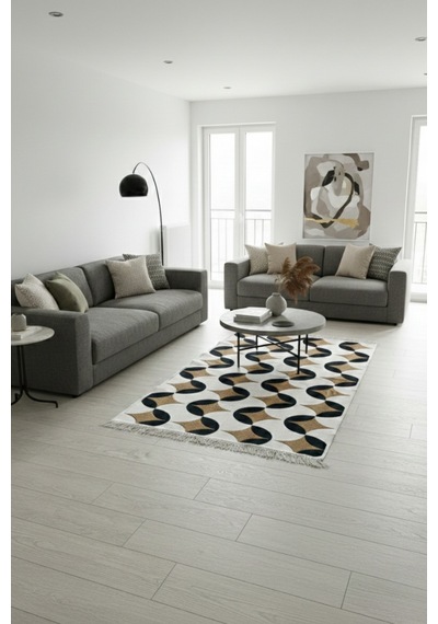 Modern Desenli Günlük Kullanıma Makinede Yıkanabilir Çift Taraflı Uygun Kilim Renkli