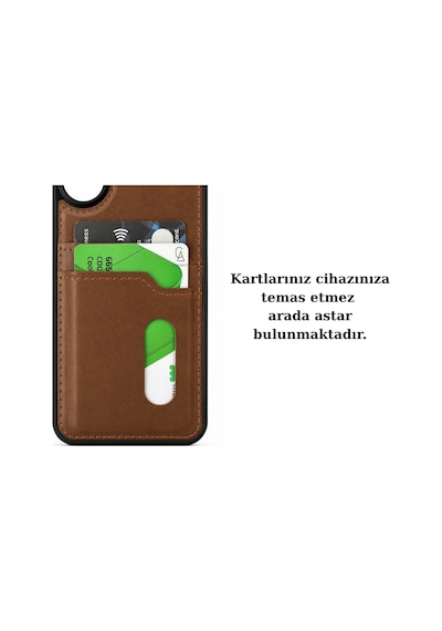 Xiaomi Poco C65 Uyumlu Deri Kartvizitli Kartlıklı Premium Telefon Kılıfı Kapak Taba
