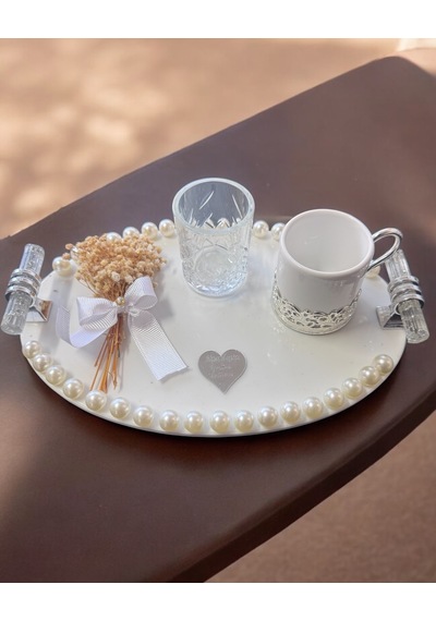 Lustre İncili Söz Nişan Tepsisi Gümüş