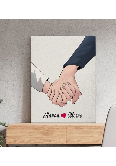 Bk Gift Kişiye Özel Sevgili El Ele Tasarımlı Kanvas Tablo-5 50x70 , Sevgiliye Hediye, Sevgililer Günü Hediyesi Kobitmeyencom33687 Bk Gift