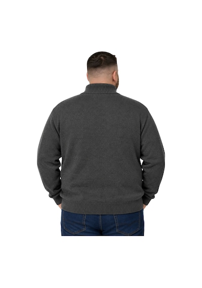 Battalmoda Erkek Büyük Beden Antrasit Hattush Fermuarlı Dik Yaka Triko Kazak 3xl-4xl-5xl-6xl