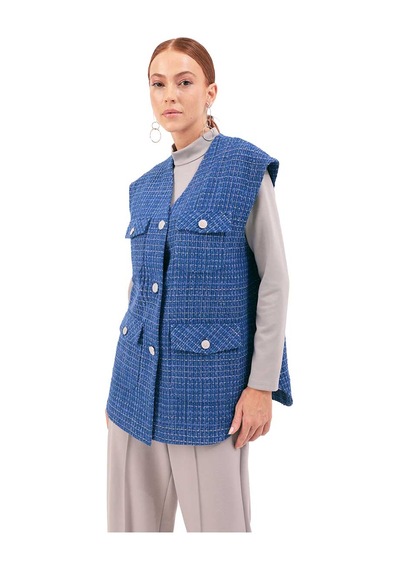 Aker 23aw09038111 Küçük Beden Yelek 23aw09038111 050 Saks Saks Mavi