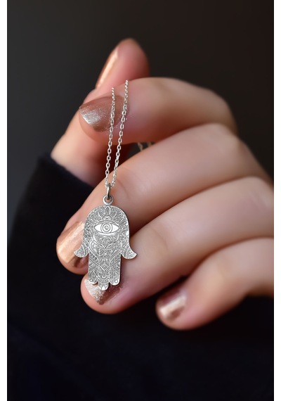 Papatya Silver 925 Ayar Gümüş Antik ve Etnik Desenli, Vintage Fatmaeli Kolye