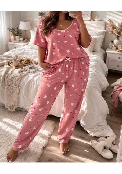 Miressa Pamuklu Pijama Takımı PEMBE