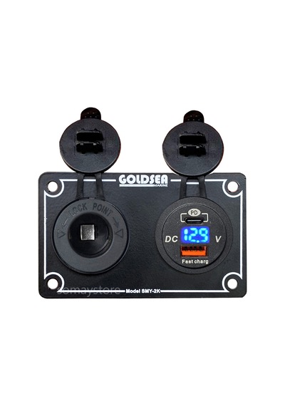 Goldsea Marin Şarj + Voltmetreli Usb Type-C Soketi Metal Çerçeve 12-24V