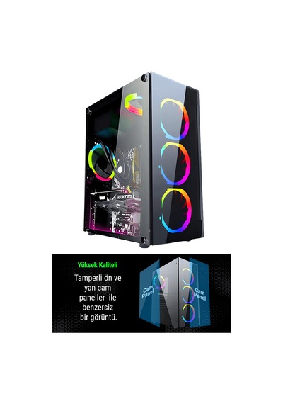 CacheX RX44 Pro i5-3470 16 GB 1 TB HDD+240 GB SSD GT730 23.8" Dos Masaüstü Oyuncu Bilgisayarı