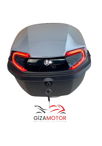 Işıklı + Sırt Dayamalı 33 Litre Motosiklet Çantası Açık Nardo Gri