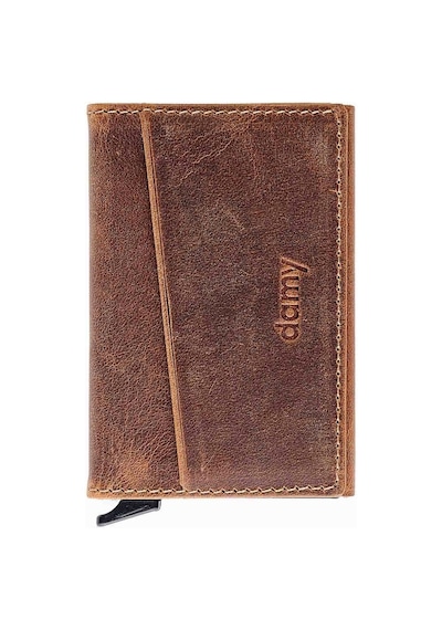 Damy Hakiki Deri Unisex Mekanizmalı Kartlık 611Cr - Taba Taba