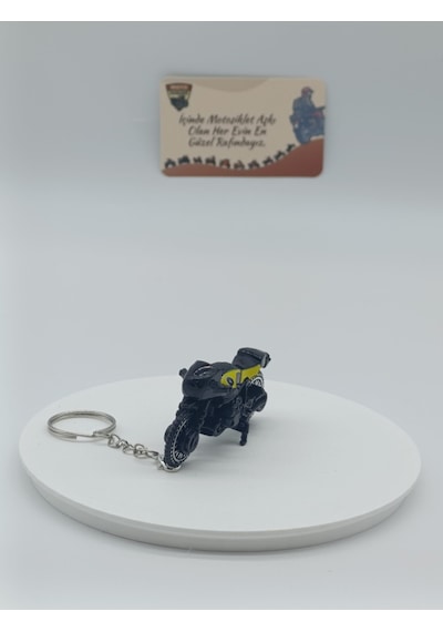 Scrambler Motosiklet Metal Anahtarlık Siyah - Diecast Cafe Racer Motor Figürü
