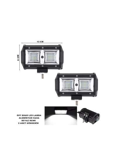 Off Road Power Led Lamba Beyaz Sabit Power Led 8 x 13 cm 2 Adet