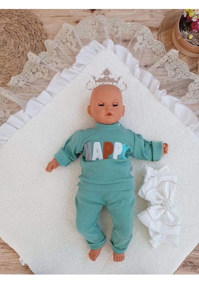 Yenidoğan Wool Yün Kumaş Taç Nakışlı Güpür Duvaklı Fiyonk Prizma Taş Unisex Kundak Bebek Battaniyesi Kahverengi Çok Renkli