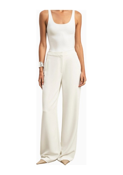 Because Of Alice Effortless Wide Leg Trousers Geniş Paça Dökümlü Kadın Pantolon Beyaz