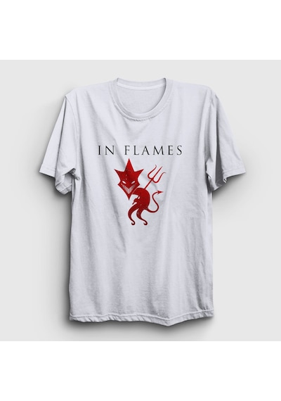 Presmono Unisex Devil In Flames T-shirt Beyaz