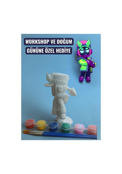 3d Fang Hacker Figür Boyama Seti - Kendin Boya Hobi Ve Etkinlik Seti - Akrilik Boya + 2 Fırça