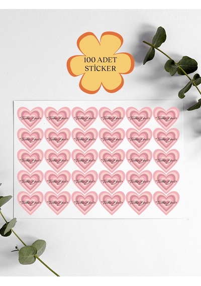 100 Adet Teşekkür Ederiz Stickers Paketleme Kargo Çıkartma Pyt01