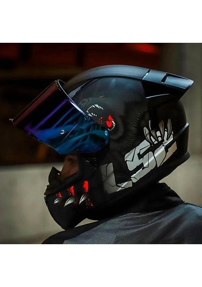 Ls2 Rapıd 2 Race Clawn Kapalı Motosiklet Kaskı Gökkuşağı Camlı Siyah