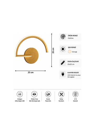 Mori Modern Led Duvar Apliği Günışığı Eskitme