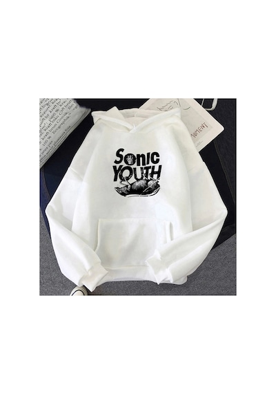 Tarzsokak Beyaz Unisex S-sonic Gençlik Müzik Grubu Harajuku Kapüşonlular Estetik Yakışıklı Manga Grafik Kaz