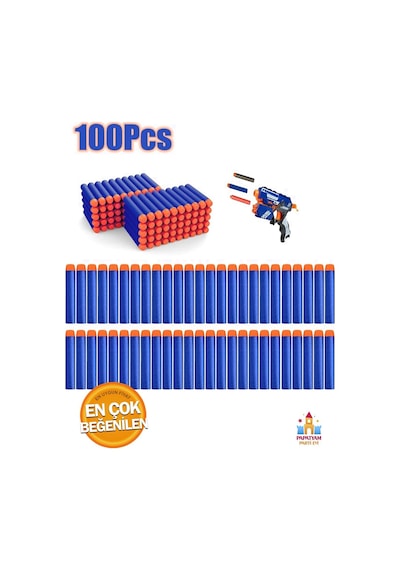 Nerf Silahları İçin Yedek 100 Parça Sünger Mermisi - Kesintisiz Eğlence