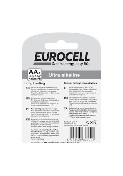 Eurocell- Aa4 Lr6 1.5 V Kalem Pil