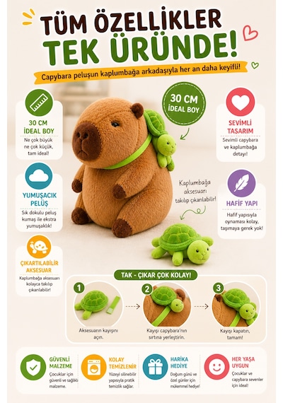 30 Cm Koyu Kahverengi Sırt Çantalı Capybara Peluş Oyuncak Yumuşak Dolgu Sevimli Maskot