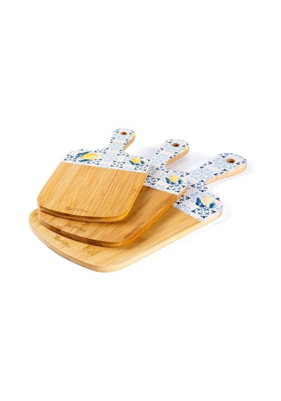 Tantitoni Bambu 3lü Desenli Kesme Tahtası Seti 39cm-33cm-28cm