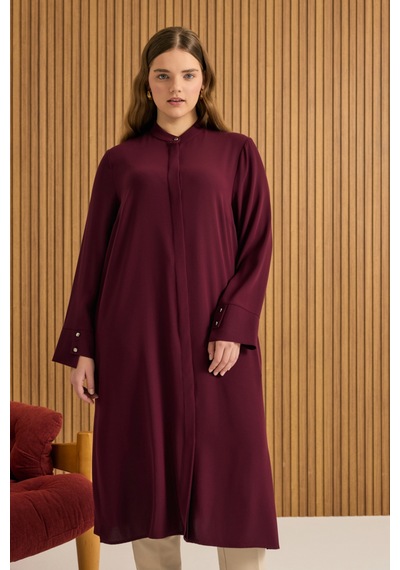 Aker Dokuma Uzun Tunik Bordo Bordo