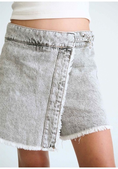 Kız Çocuk Denim Şort Etek Gri 6903 Gri